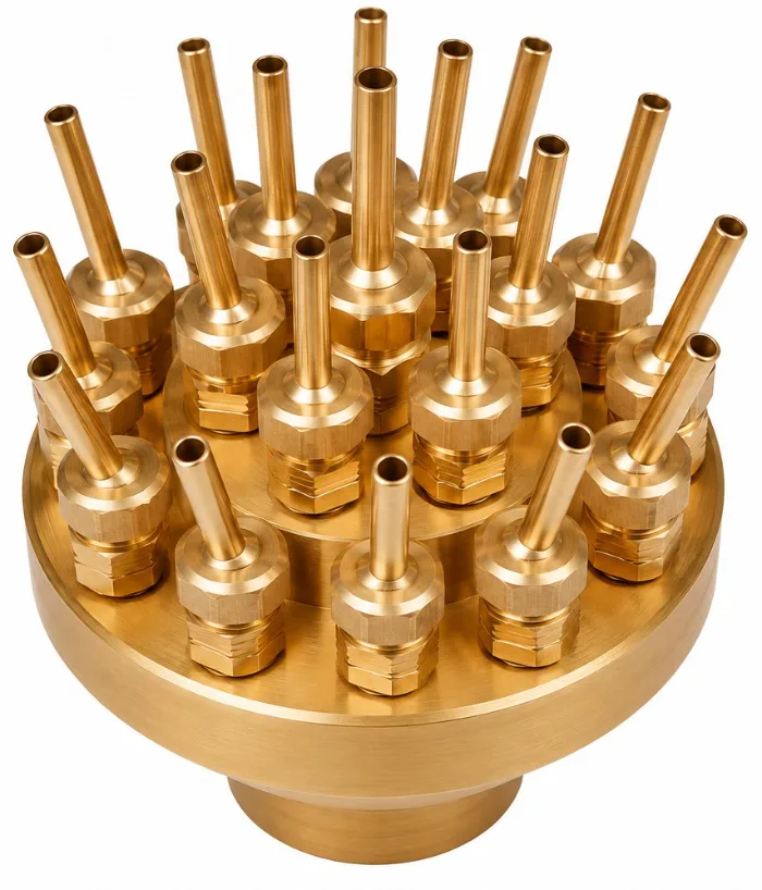 2-inch multi-jet bronze volcano nozzle with 19 individual jets in one body